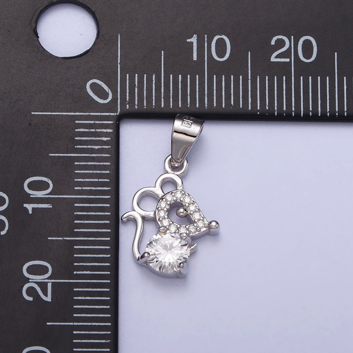 S925 Sterling Silver Mouse Charm, Animals Jewelry, Mouse Charm, Mouse Necklace Bracelet Earring Charm Cubic Mouse Pendant SL-392
