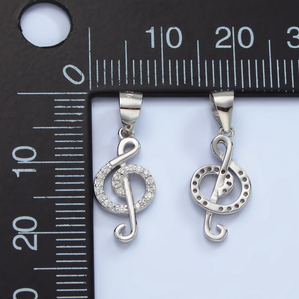 S925 Sterling Silver Music Note Treble Clef Micro Paved CZ Pendant | SL-445