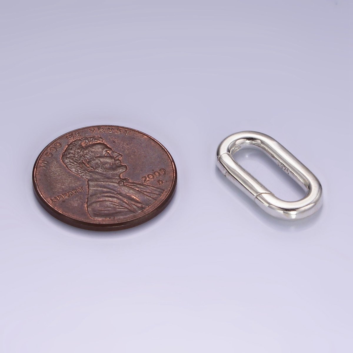 OS S925 Sterling Silver Oval Clasp Spring Gate Push Clip Clasp for Charm Holder SL-474