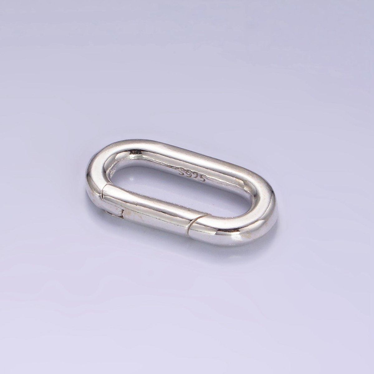 OS S925 Sterling Silver Oval Clasp Spring Gate Push Clip Clasp for Charm Holder SL-474