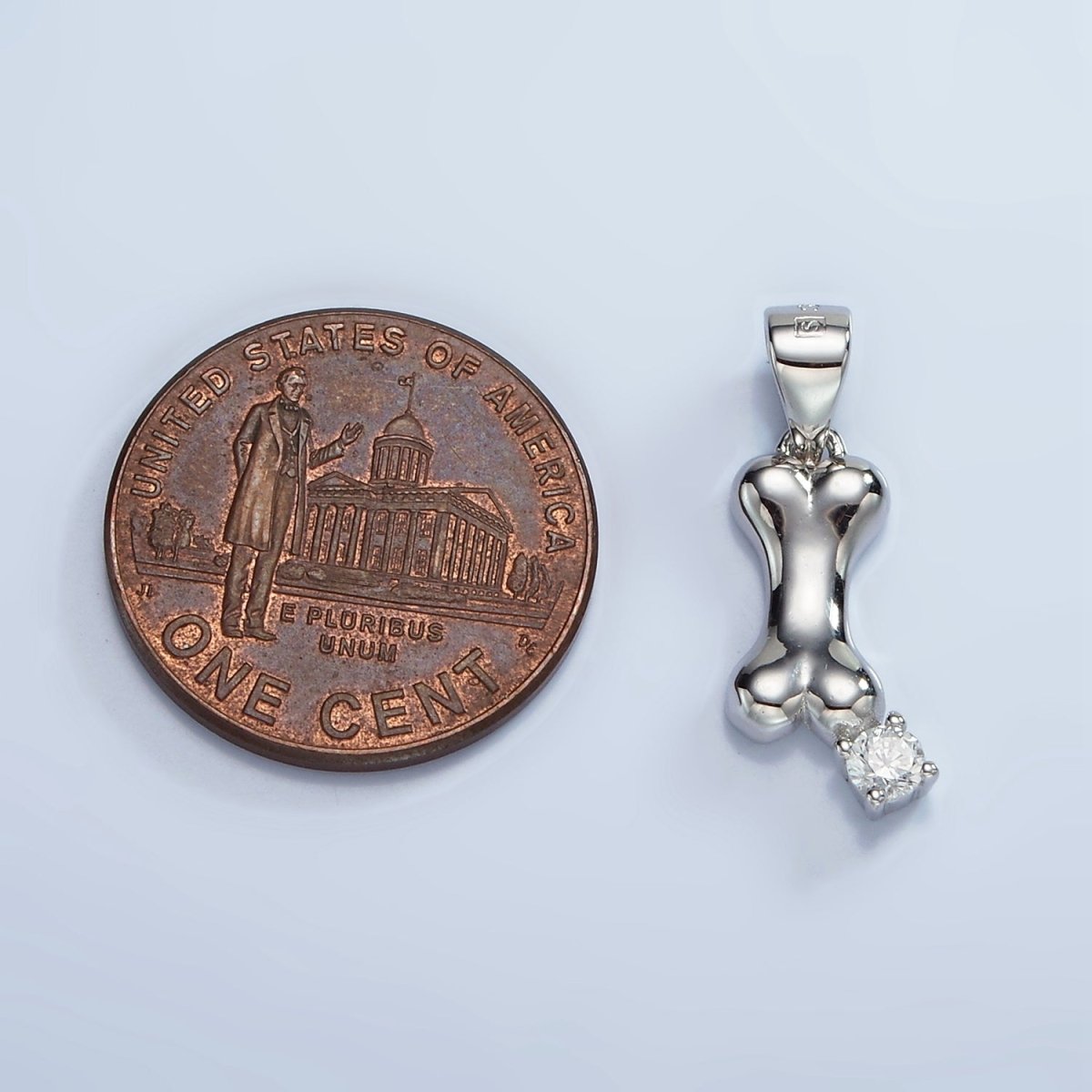 S925 Sterling Silver Pet Dog Bone CZ Pendant | SL-455