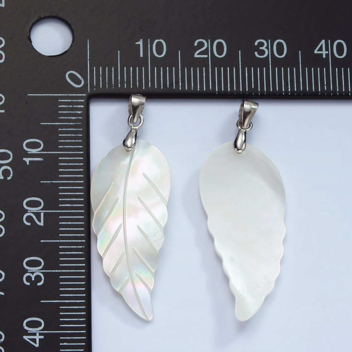 S925 Sterling Silver Shell Pearl Feather Leaf Pendant | SL-465