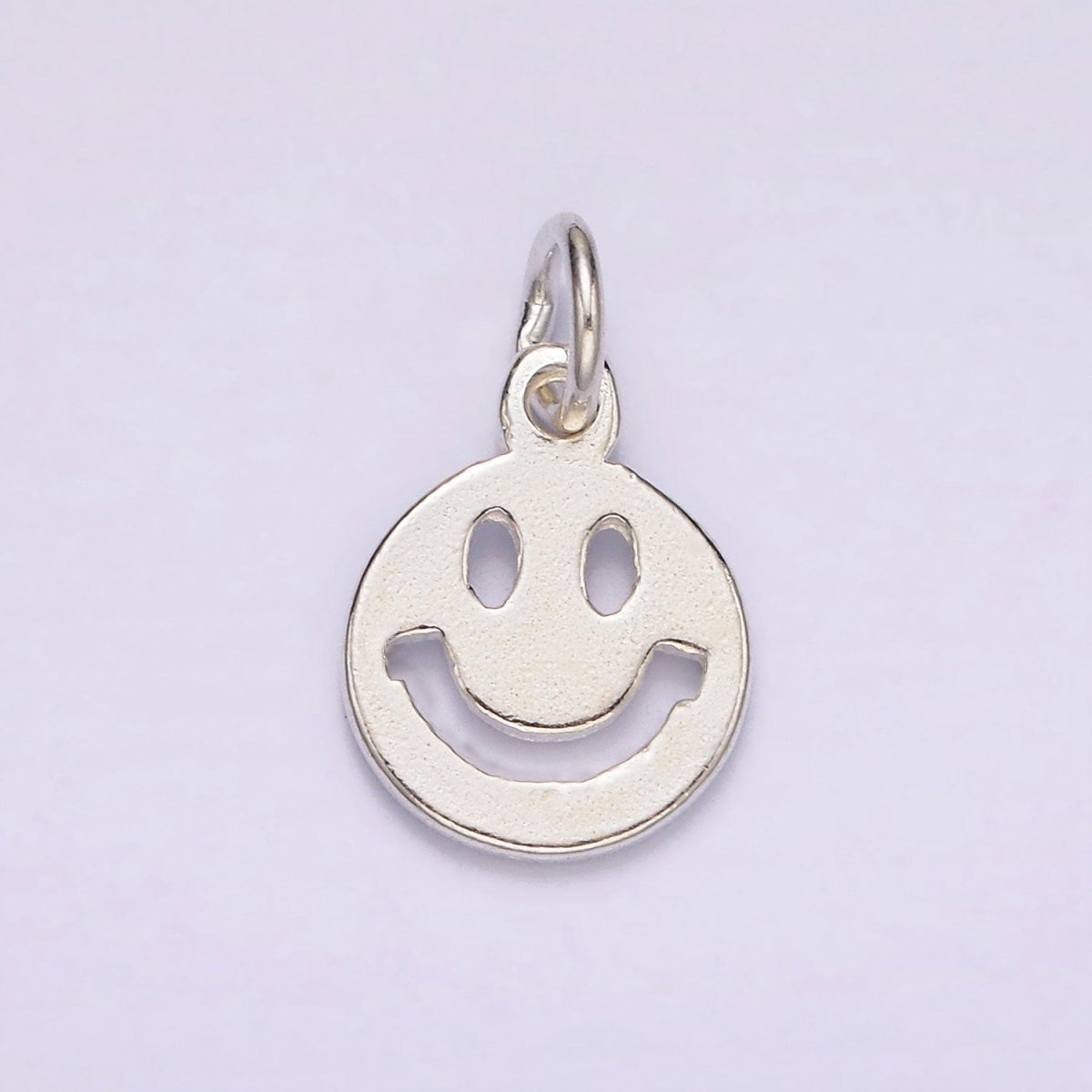 S925 Sterling Silver Smiley Face Open Round Charm | SL-418
