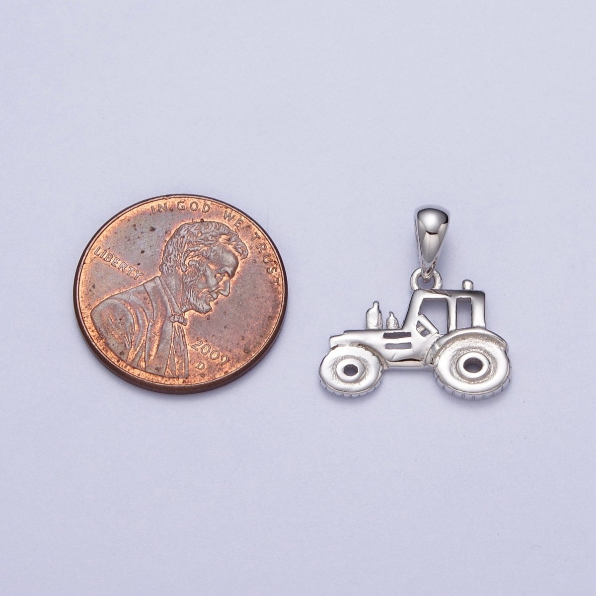 S925 Sterling Silver Tractor Charm Father Day Gift Car Farmer Pendant SL-388