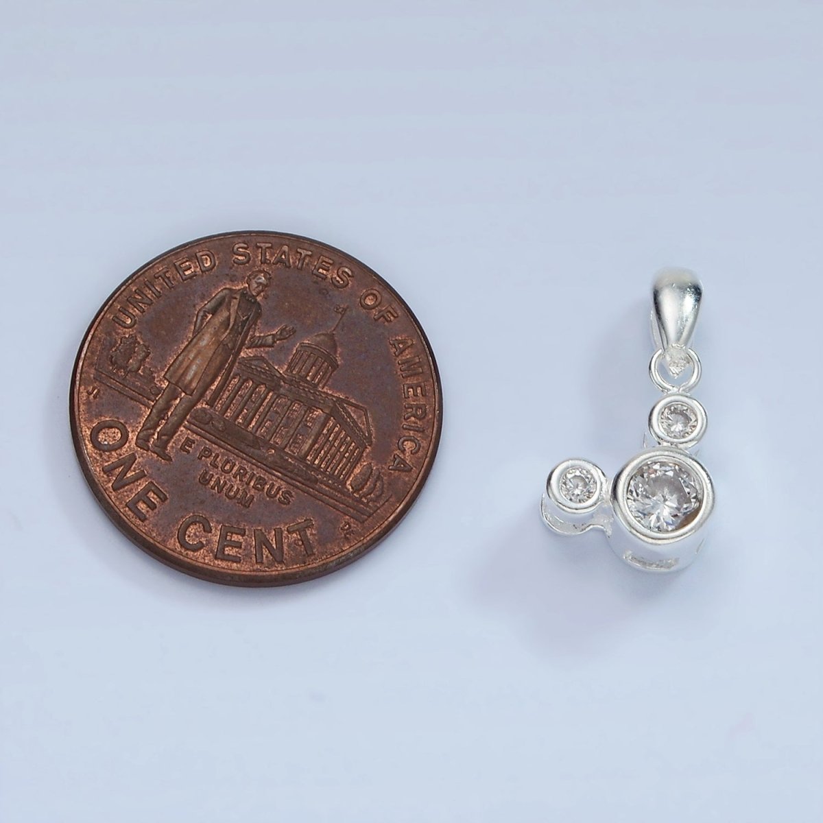 S925 Sterling Silver Triple Clear CZ Bezel Mouse Animal Pendant | SL-469