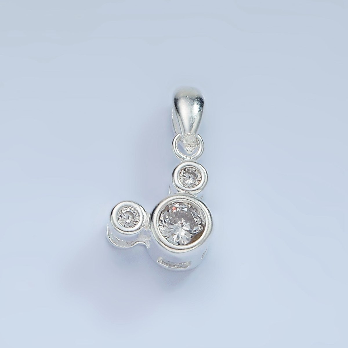 S925 Sterling Silver Triple Clear CZ Bezel Mouse Animal Pendant | SL-469