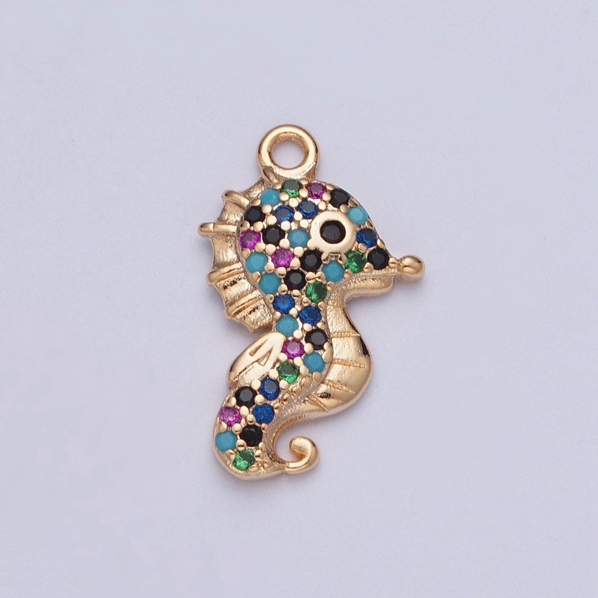 Seahorse Ocean Wildlife Multicolor Micro Paved CZ Charm | X-198