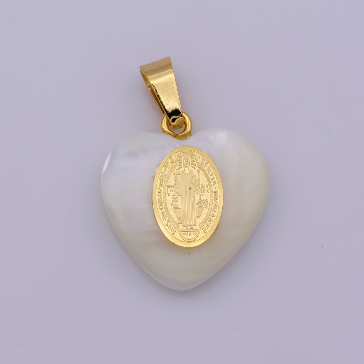 Shell Pearl Our Lady of Guadalupe, Virgin Mary Pendant, Saint Benedict Charm in Heart Pearl Charm for Necklace Making J-522 J-524 J-525