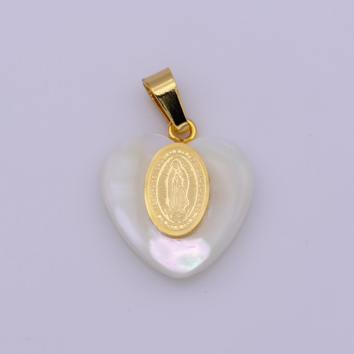 Shell Pearl Our Lady of Guadalupe, Virgin Mary Pendant, Saint Benedict Charm in Heart Pearl Charm for Necklace Making J-522 J-524 J-525
