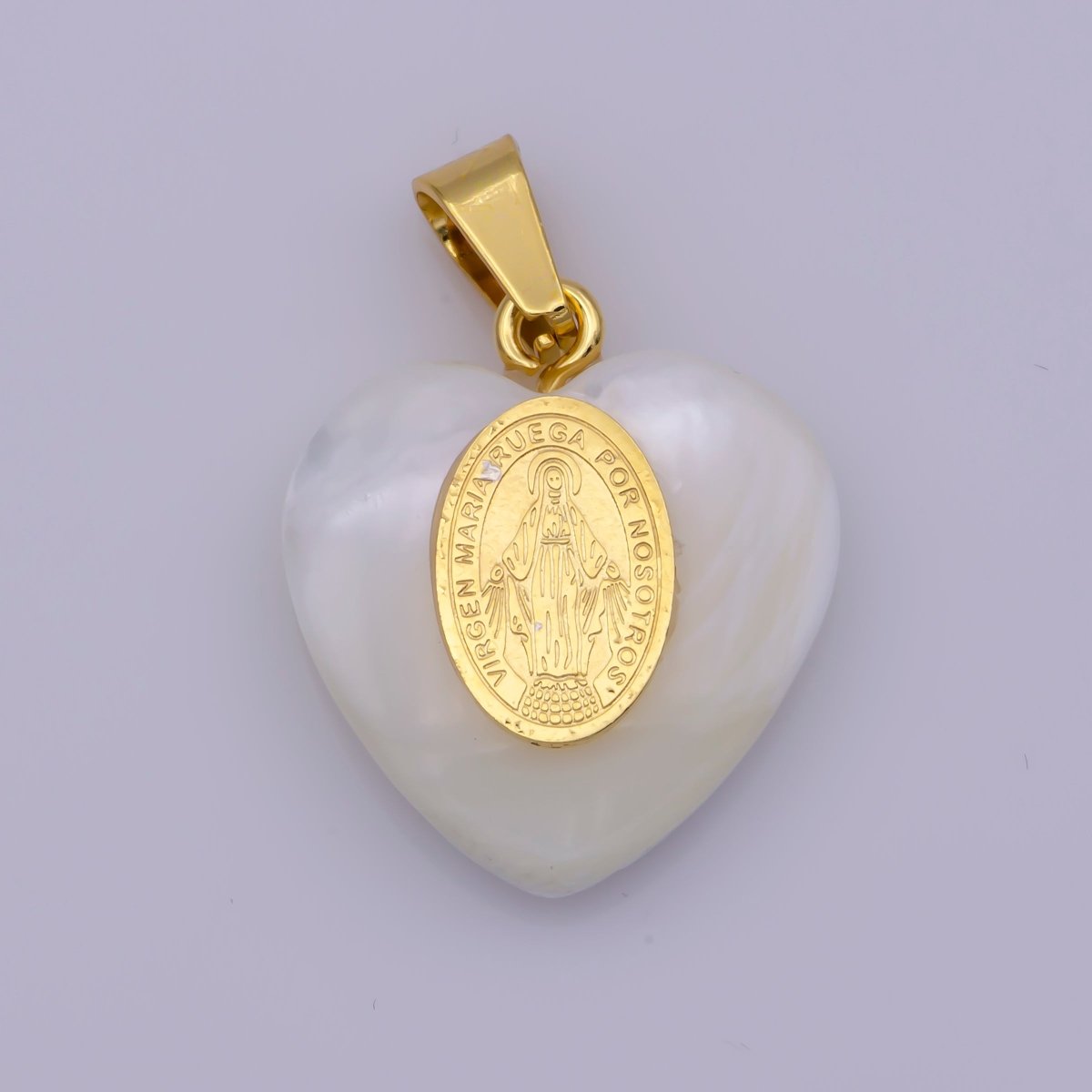 Shell Pearl Our Lady of Guadalupe, Virgin Mary Pendant, Saint Benedict Charm in Heart Pearl Charm for Necklace Making J-522 J-524 J-525
