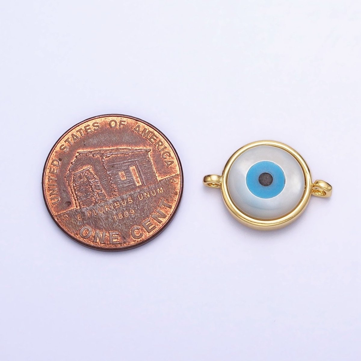 Shell Pearl White Evil Eye Charm Connector Gold Link Connector | Y-826