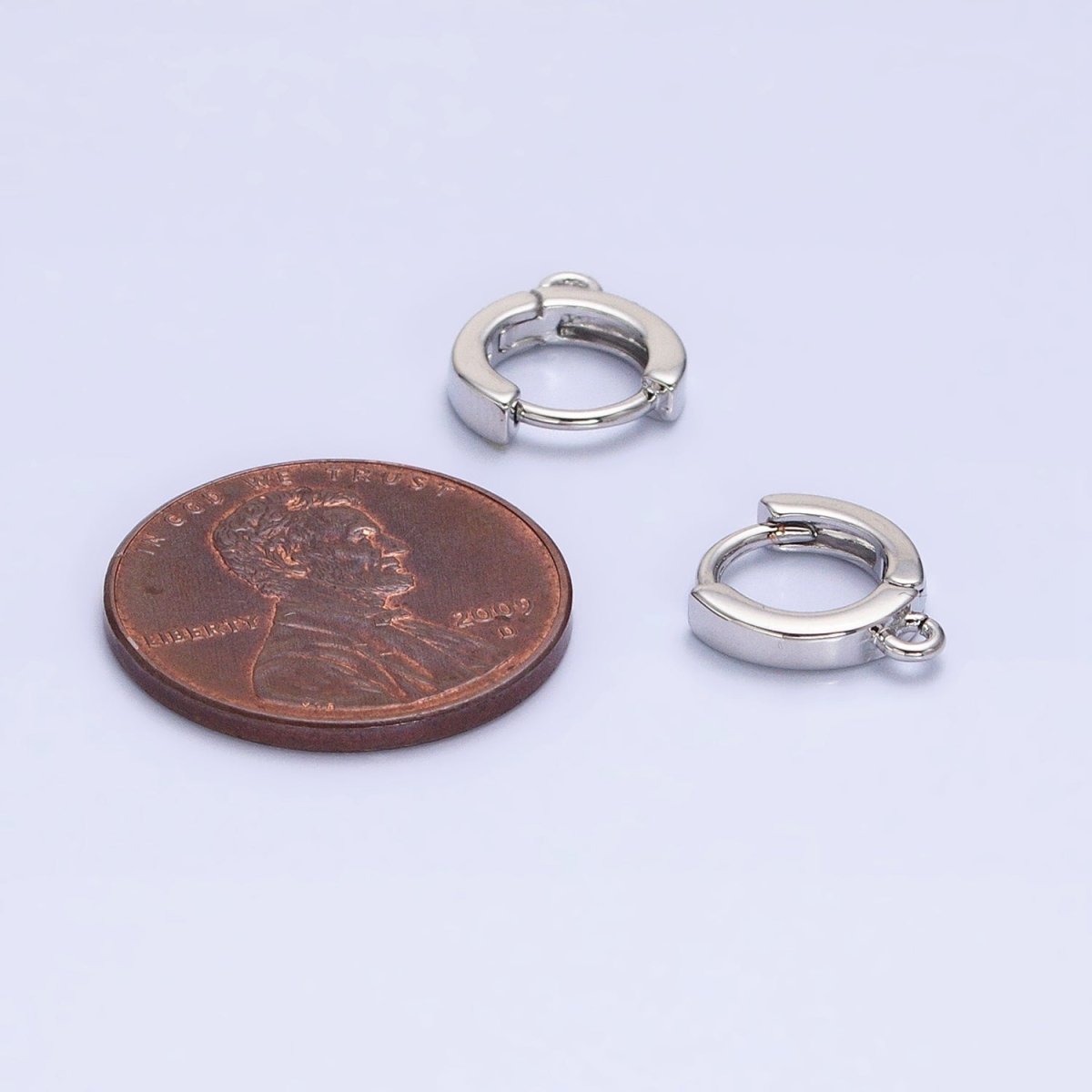 Silver 10mm Thin Flat Open Loop Huggie Earrings Supply | Z-386