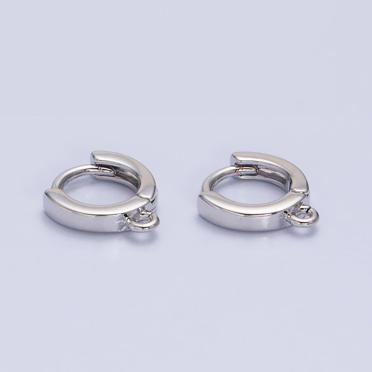 Silver 10mm Thin Flat Open Loop Huggie Earrings Supply | Z-386