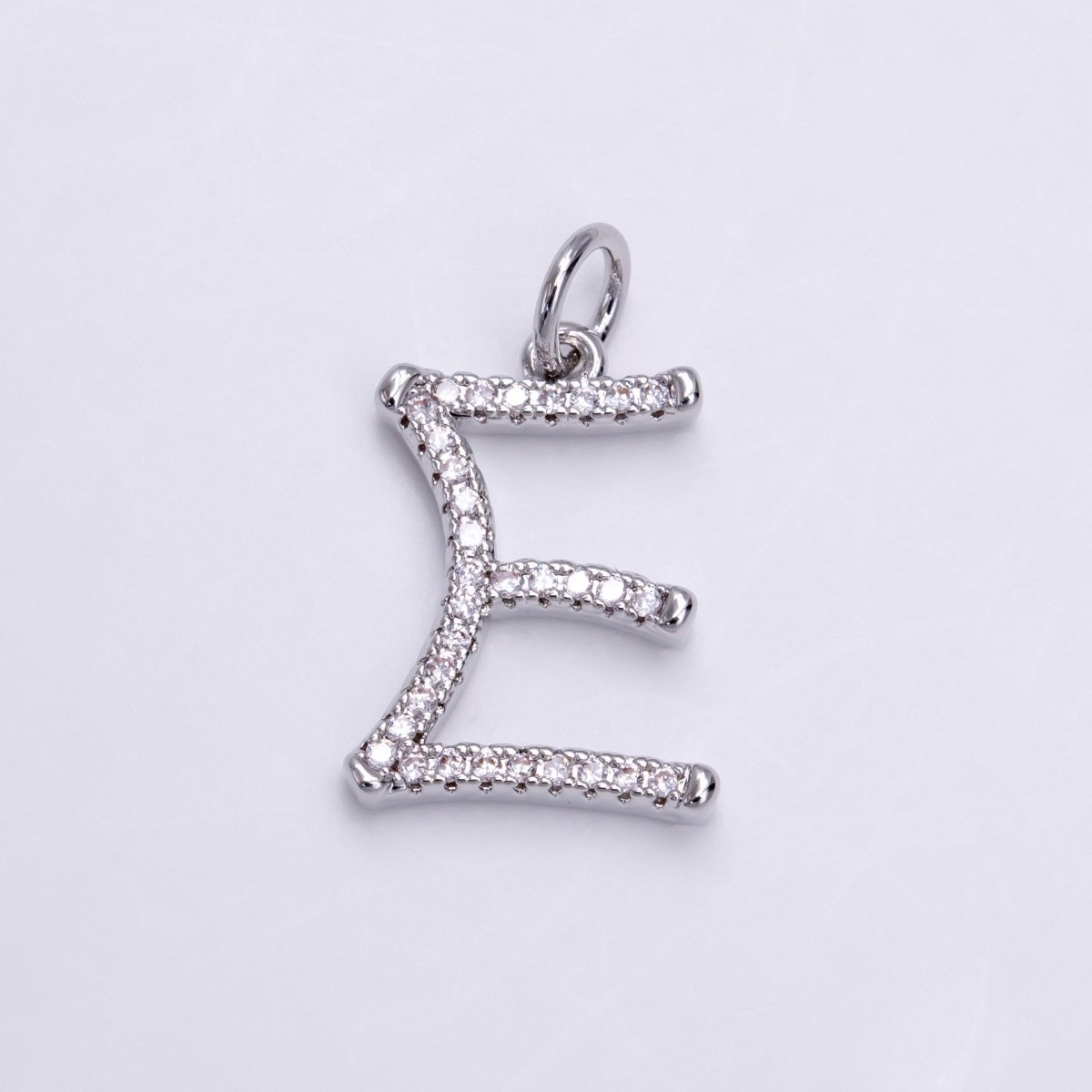 Silver A-Z Initial Letter Micro Pave Charm Personalized Letter Pendant | A-A1132-A-A1144