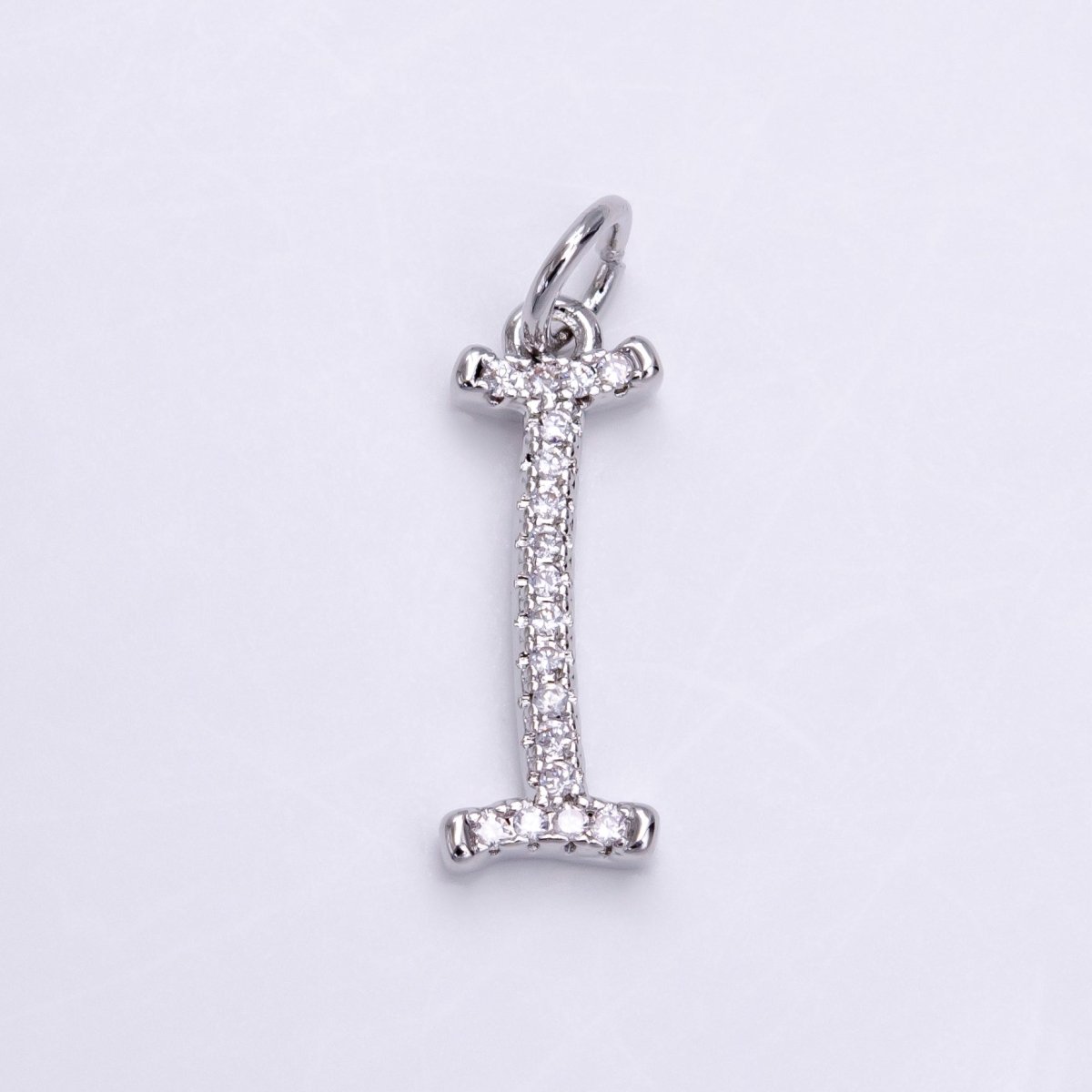 Silver A-Z Initial Letter Micro Pave Charm Personalized Letter Pendant | A-A1132-A-A1144