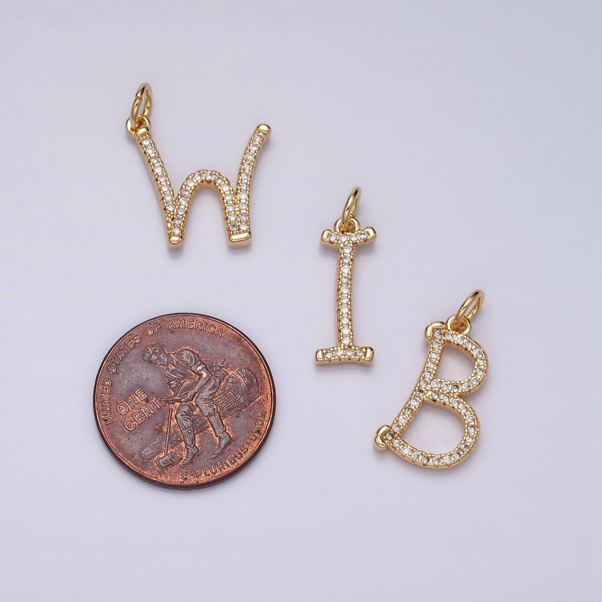 Silver A-Z Initial Letter Micro Pave Charm Personalized Letter Pendant | A-A1132-A-A1144