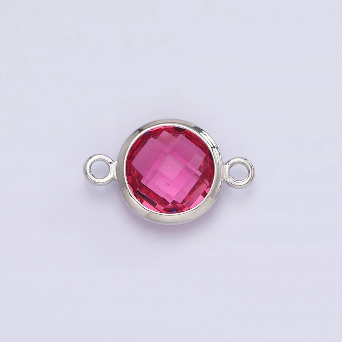 Silver Birthstone CZ Connector Link Connector for Bracelet Necklace School Colors Stone Finding G-754~G-764