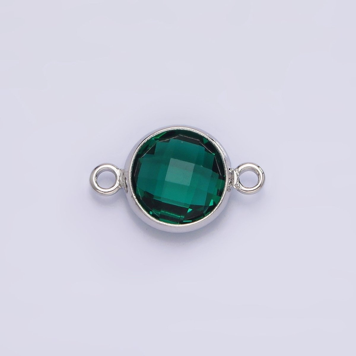 Silver Birthstone CZ Connector Link Connector for Bracelet Necklace School Colors Stone Finding G-754~G-764