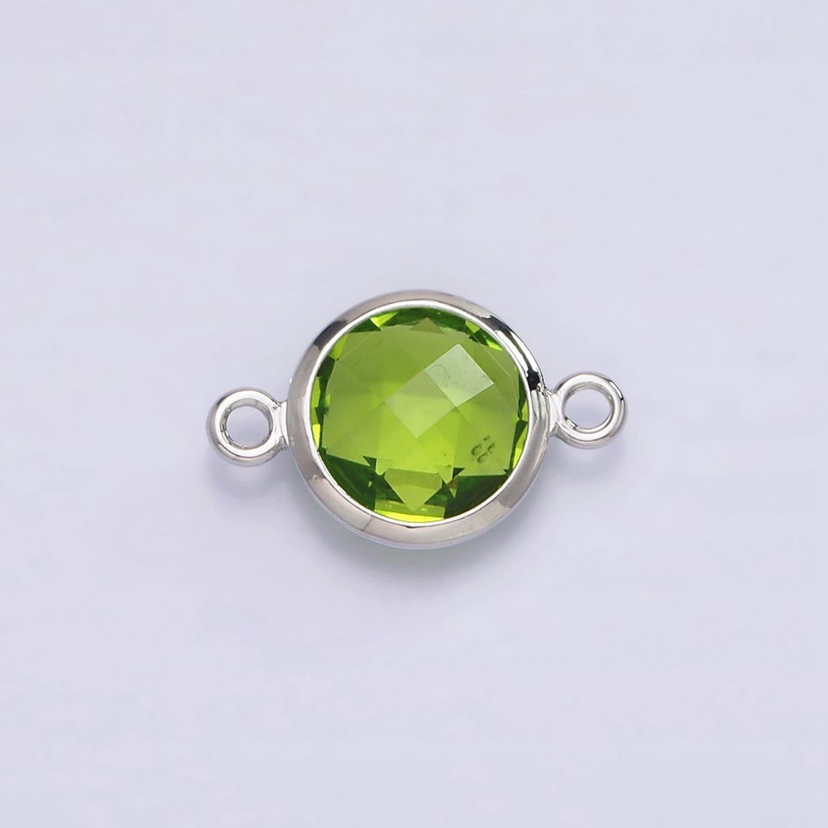 Silver Birthstone CZ Connector Link Connector for Bracelet Necklace School Colors Stone Finding G-754~G-764