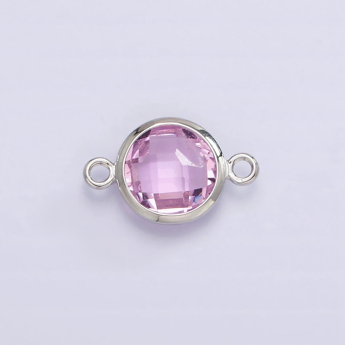 Silver Birthstone CZ Connector Link Connector for Bracelet Necklace School Colors Stone Finding G-754~G-764