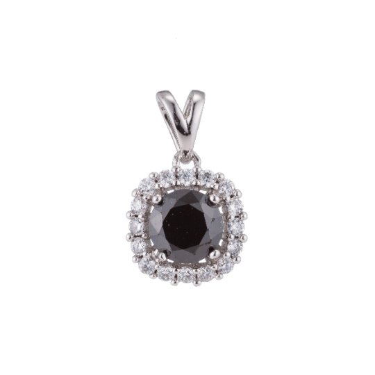 Silver Black CZ Round, Diamond, Diamante, Ladies, DIY Cubic Zirconia Necklace Pendant Charm Bead Bails Findings for Jewelry Making H-074