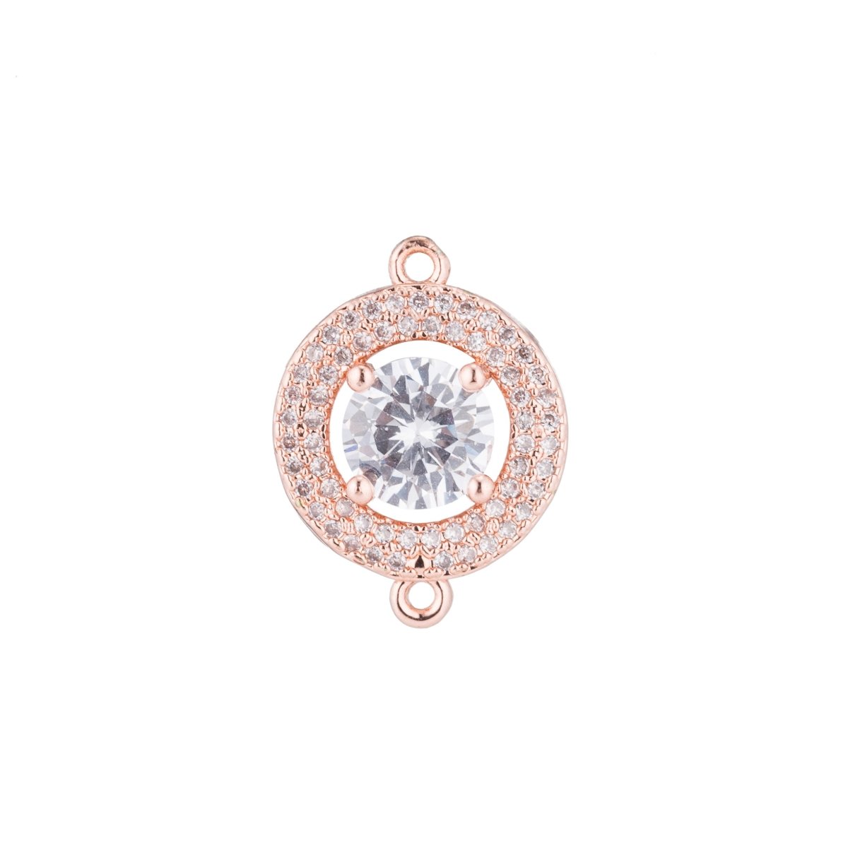 Silver, Black, Gold Filled Cute Round Rings, Diamond in Circle, Cubic Zirconia Necklace Bracelet Bead Finding Charm CONNECTOR For Jewelry Making | F-123