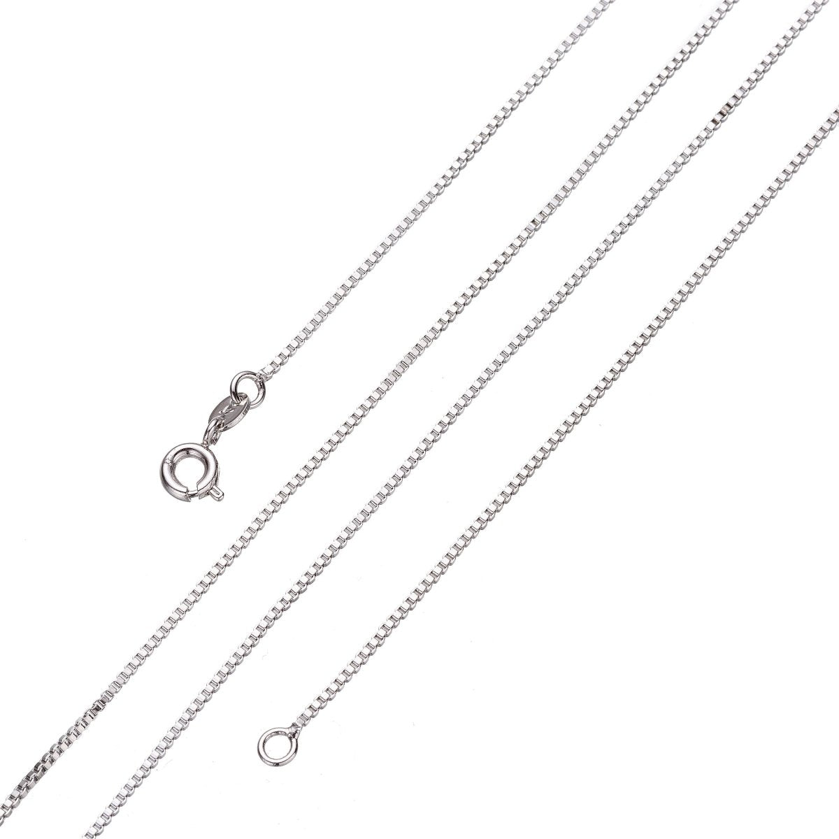 Silver Box Chain Necklace, Dainty Silver Necklace, Dainty Finished Silver Chain 17.5" inch 0.8mm Ready to wear Silver Chain | CN-101 CN-107  Clearance Pricing