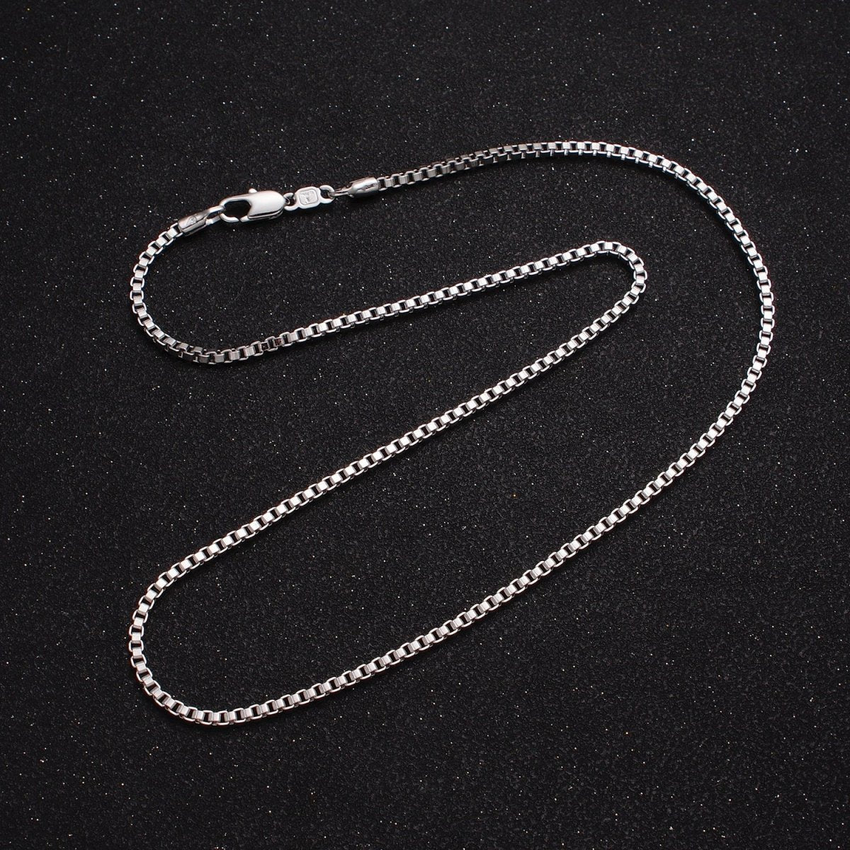 Silver Box Chain Necklace - Unisex 2mm Waterproof Box Necklace, Minimalist Gifts for Men, Women Ready to Wear Chain for Gift | WA-1547 Clearance Pricing