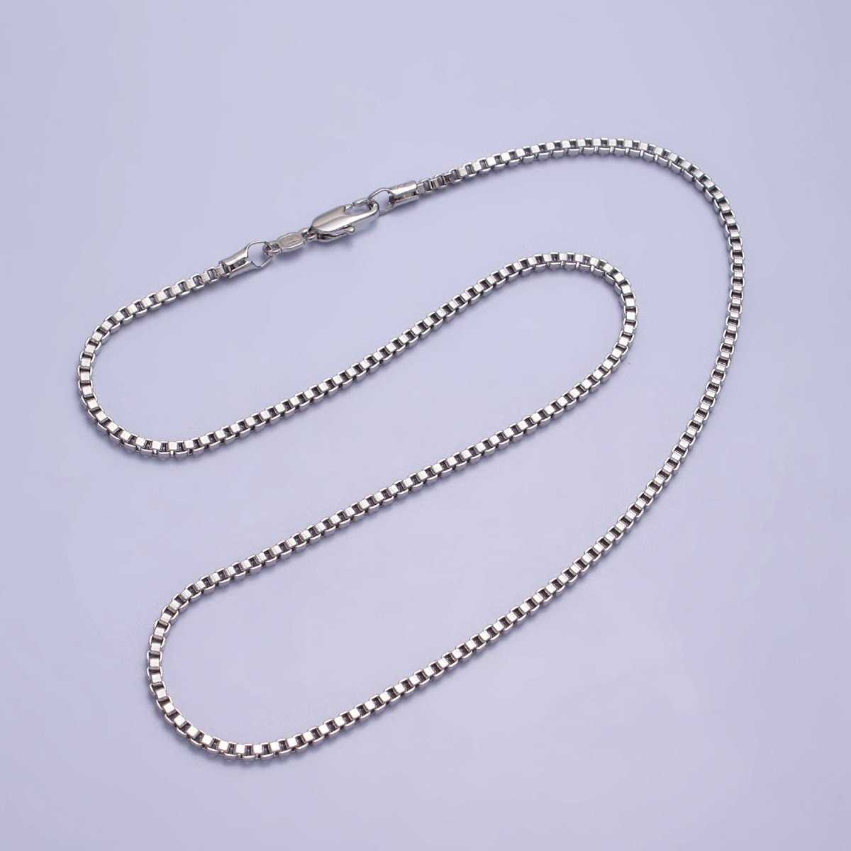 Silver Box Chain Necklace - Unisex 2mm Waterproof Box Necklace, Minimalist Gifts for Men, Women Ready to Wear Chain for Gift | WA-1547 Clearance Pricing