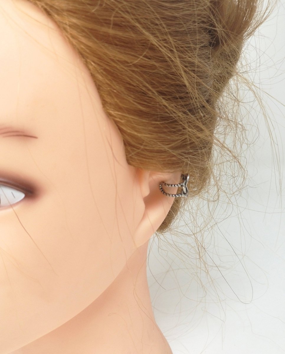 Silver celtic Pentacle Ear Cuff, Stainless Steel Pentagram Earcuff, Pagan Jewelry, K-185