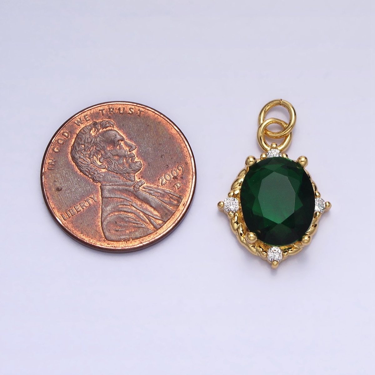 Silver Colorful Oval Brilliant Cut Cubic Zirconia Stones Clear, Pink Green Gold CZ Charm AC539 AC540 AC541 AC542 AC543 AC544
