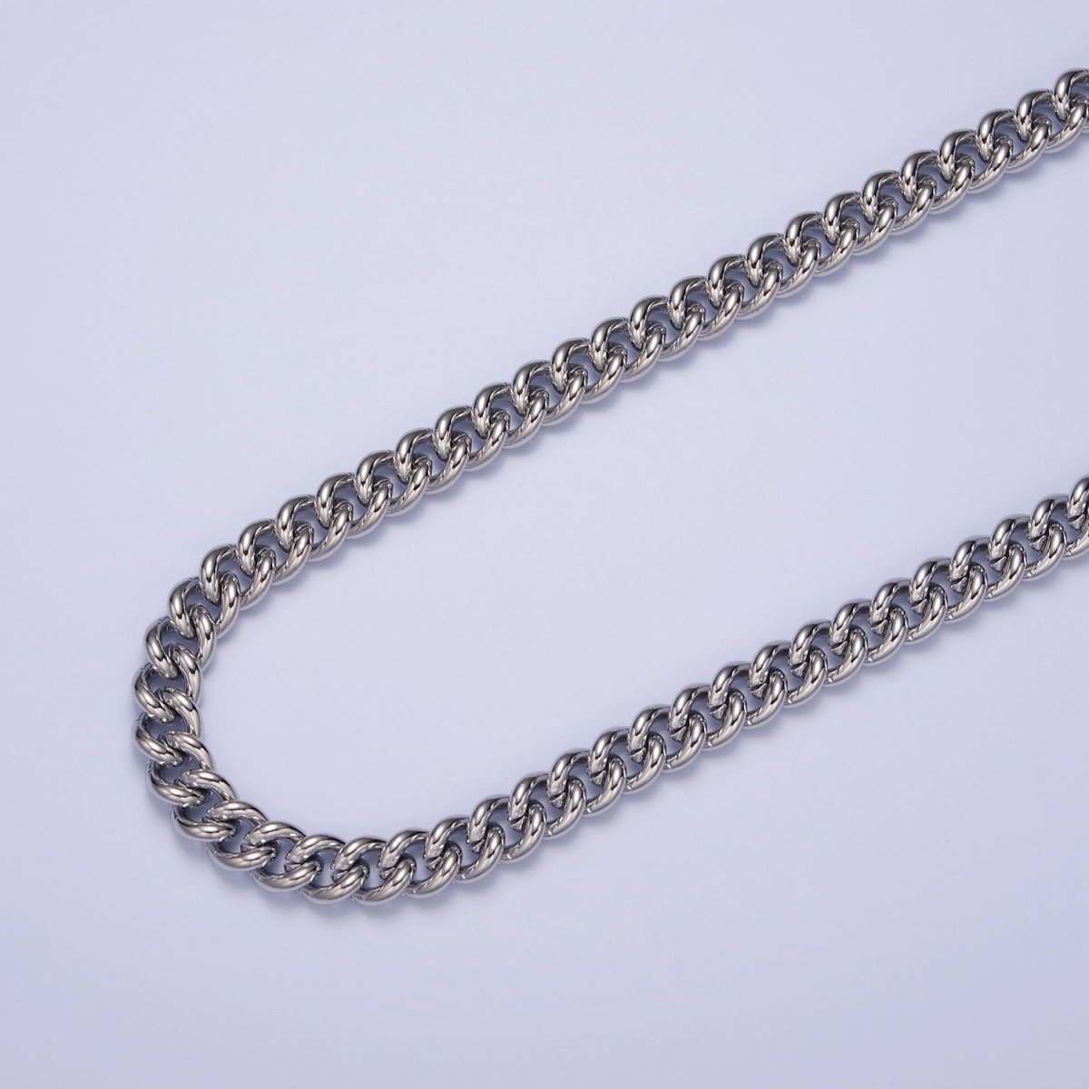 Silver Curb Link Unfinished Chain, 6mm Width 19.5 inch long | WA-1392 Clearance Pricing