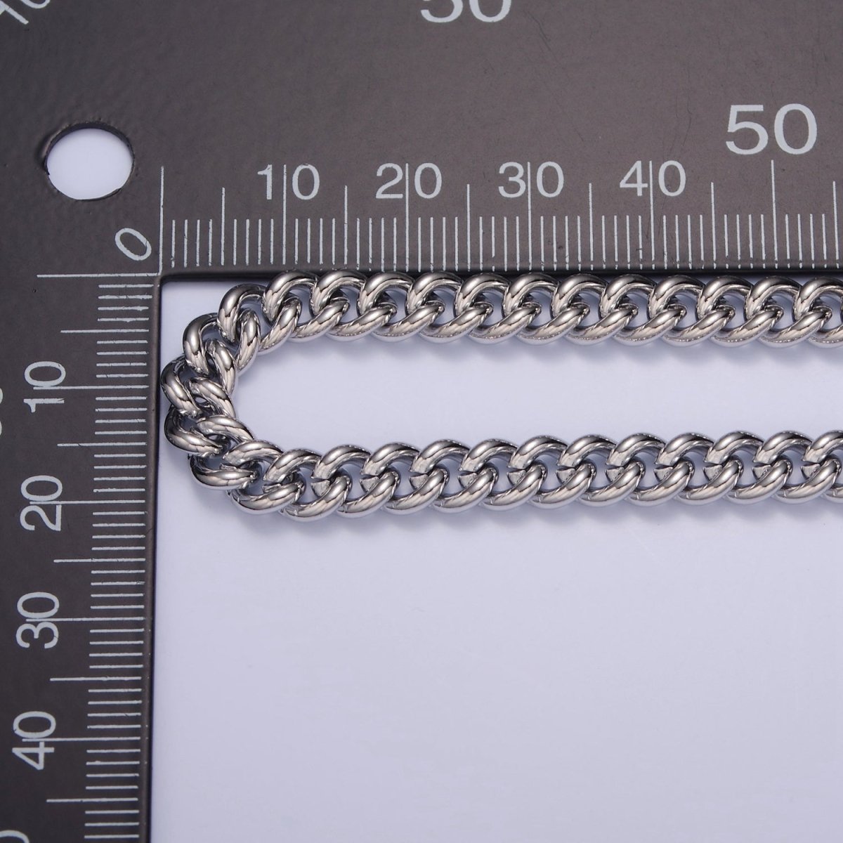 Silver Curb Link Unfinished Chain, 6mm Width 19.5 inch long | WA-1392 Clearance Pricing