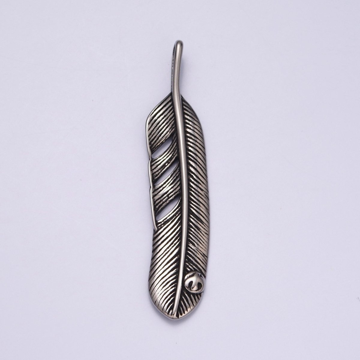 Silver feather necklace. Antique Silver Big boho pendant Jewelry Layering Necklace Men Jewelry X-639