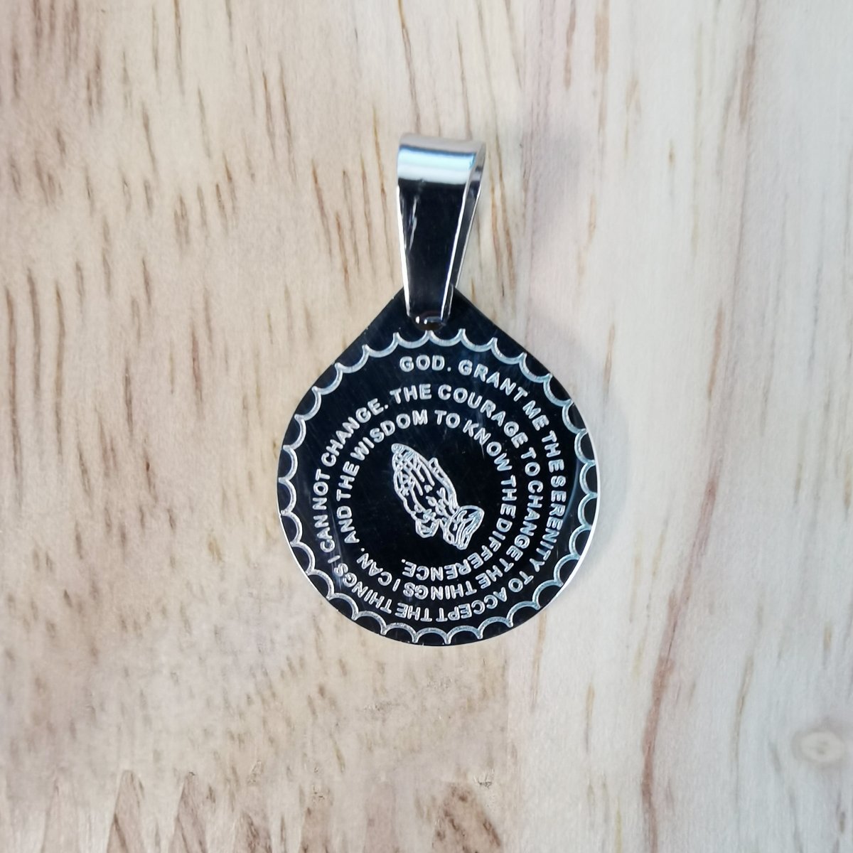 Silver "God Grant Me Serenity, Courage, Wisdom" Religious Quote Charm J-801