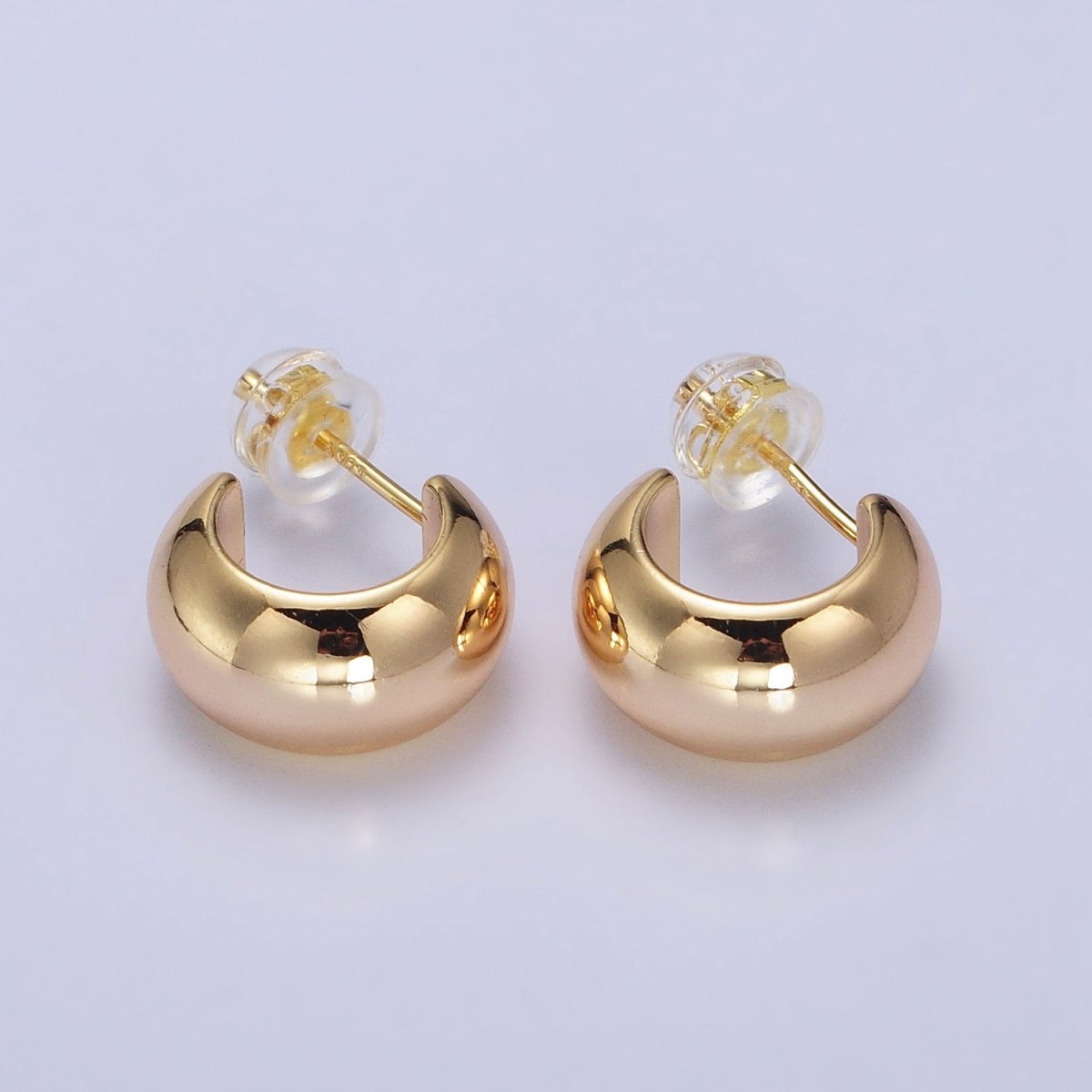 Silver, Gold 13mm Wide Chubby C-Shaped Hoop Earrings | AB464 AB466