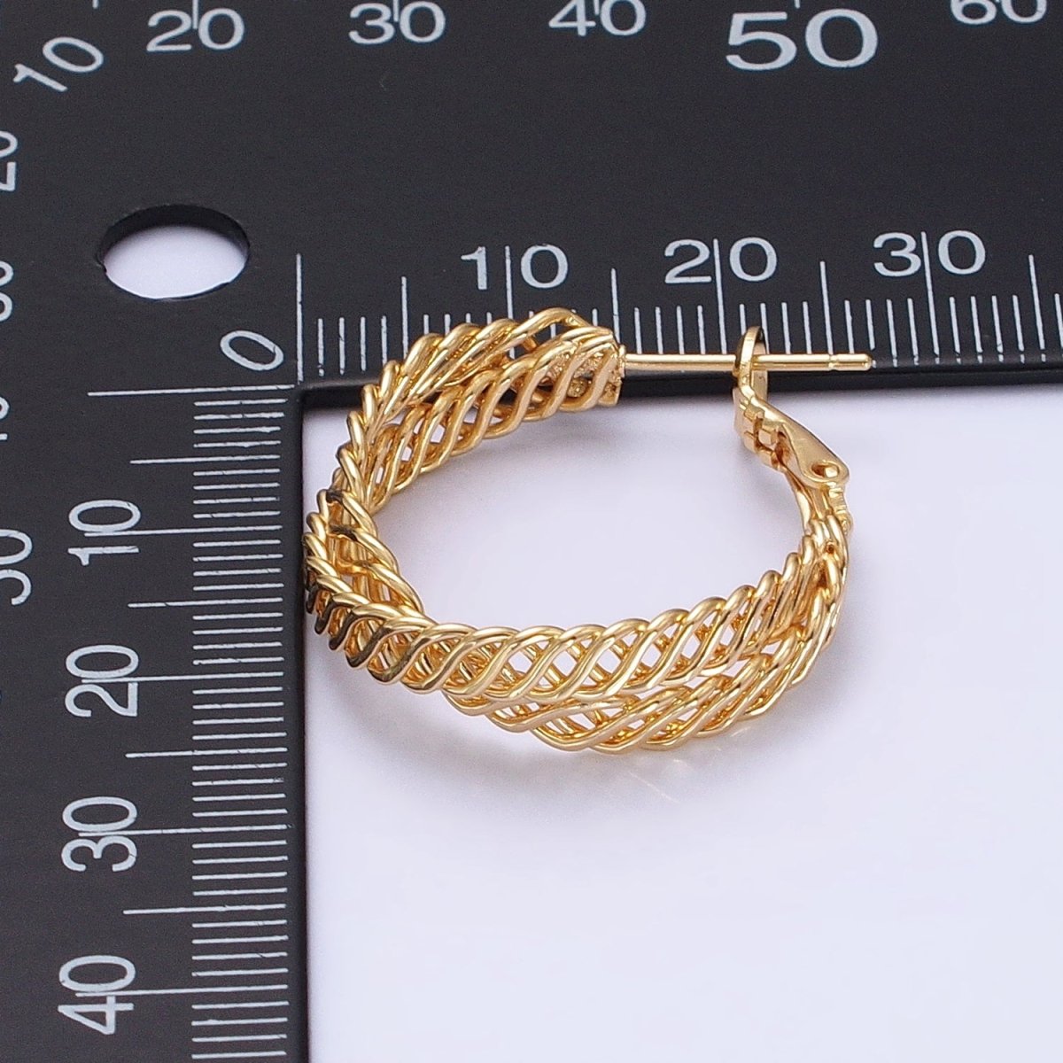 Silver, Gold 25mm Open Braided Woven Chain Link Hinge Hoop Earrings | AB932 AB936