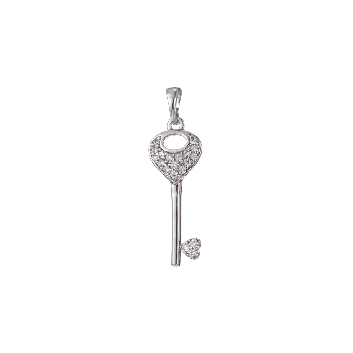 Silver Gold Filled Crystal Key Pendant  I-474