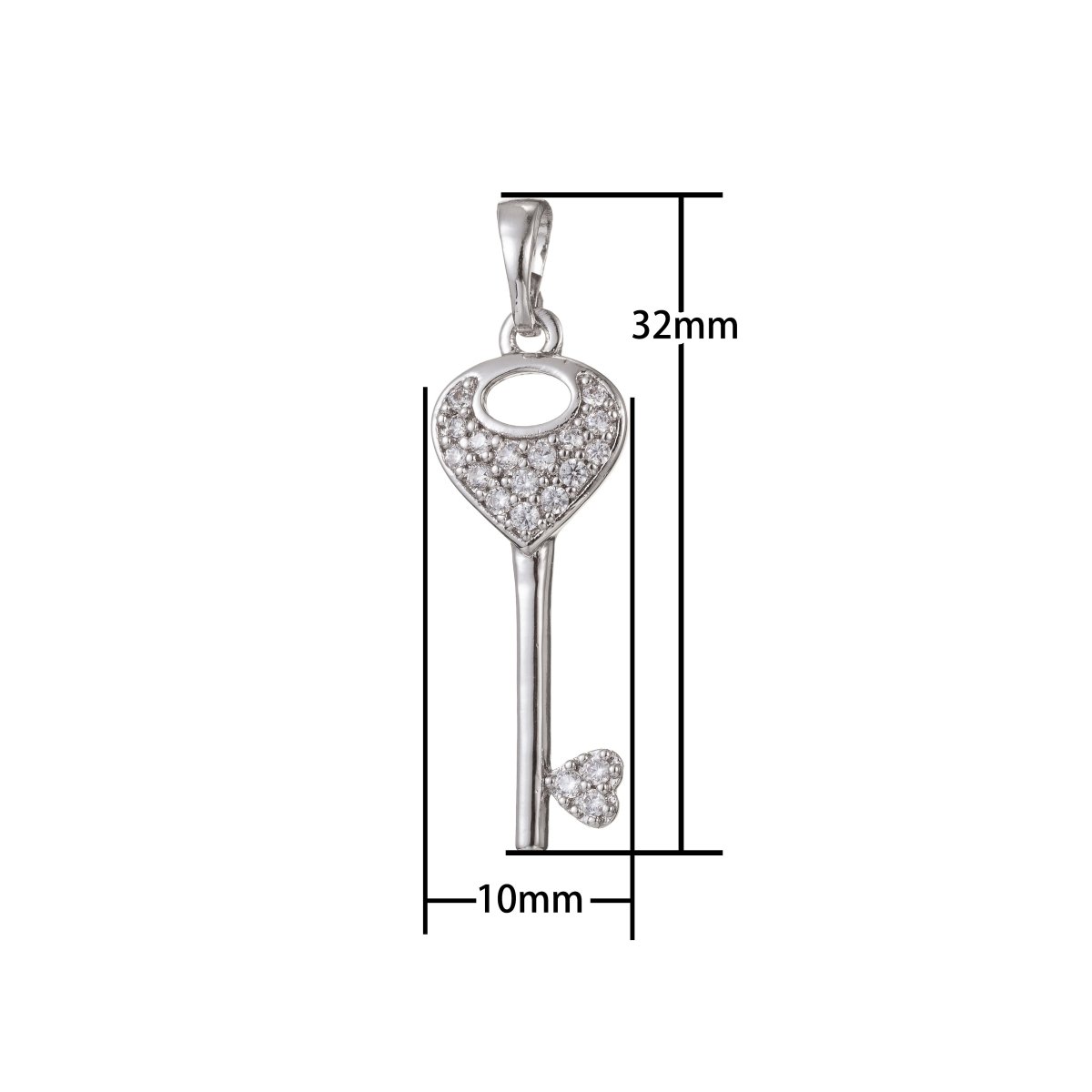 Silver Gold Filled Crystal Key Pendant  I-474