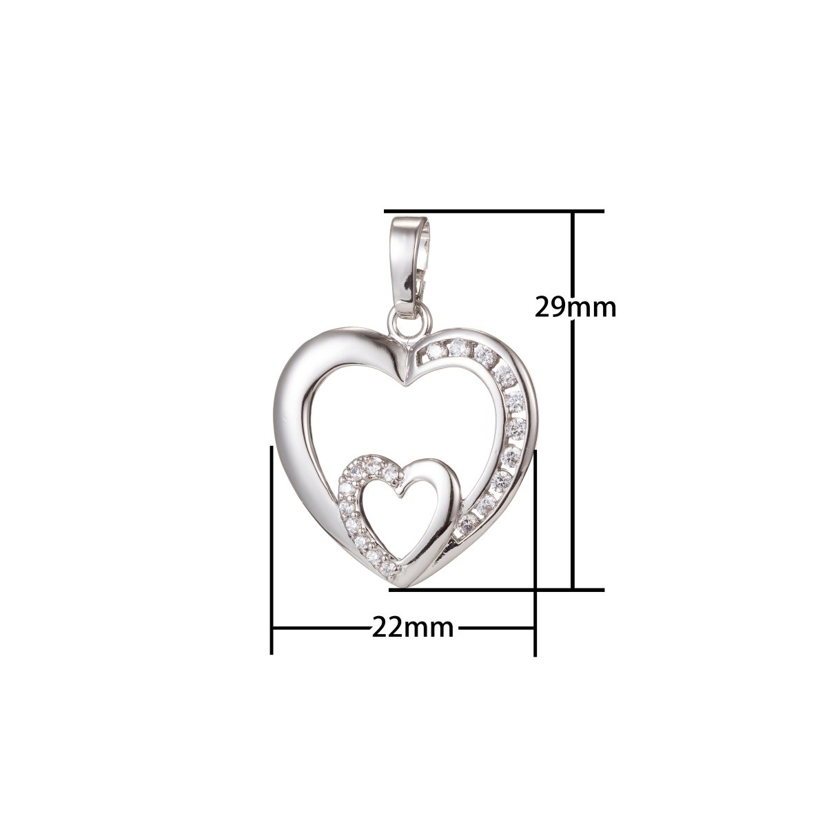 Silver Gold Filled Double Heart Pendants  I-476