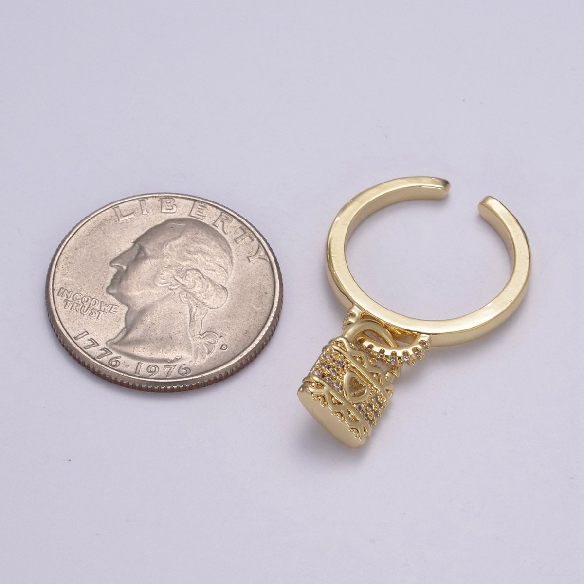 Silver /  Gold Love Lock Ring Cuff Open Ring Adjustable Women Padlock Jewelry U-213 U-214