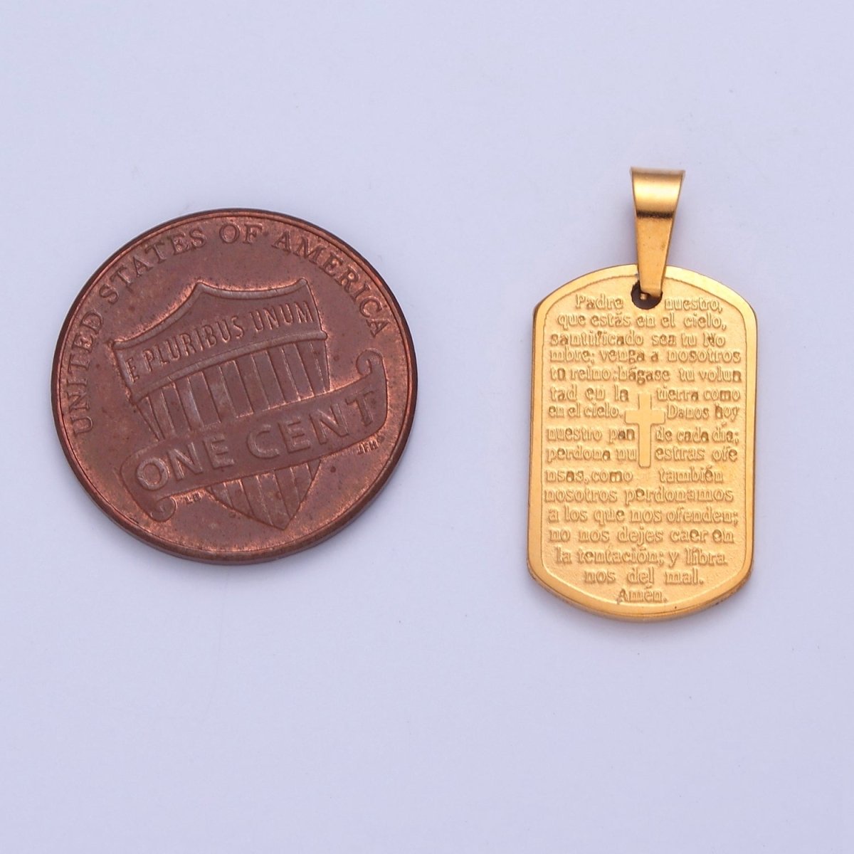 Silver / Gold Our Father Prayer Necklace Pendant Padre Nuestro Medal Spanish First Communion Gift For Girl Man I-354 I-396
