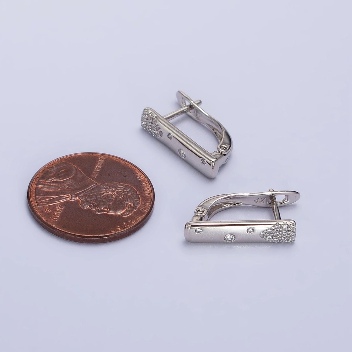 Silver Huggie Earring Clear Bubble CZ Stone for everyday earring AB1026
