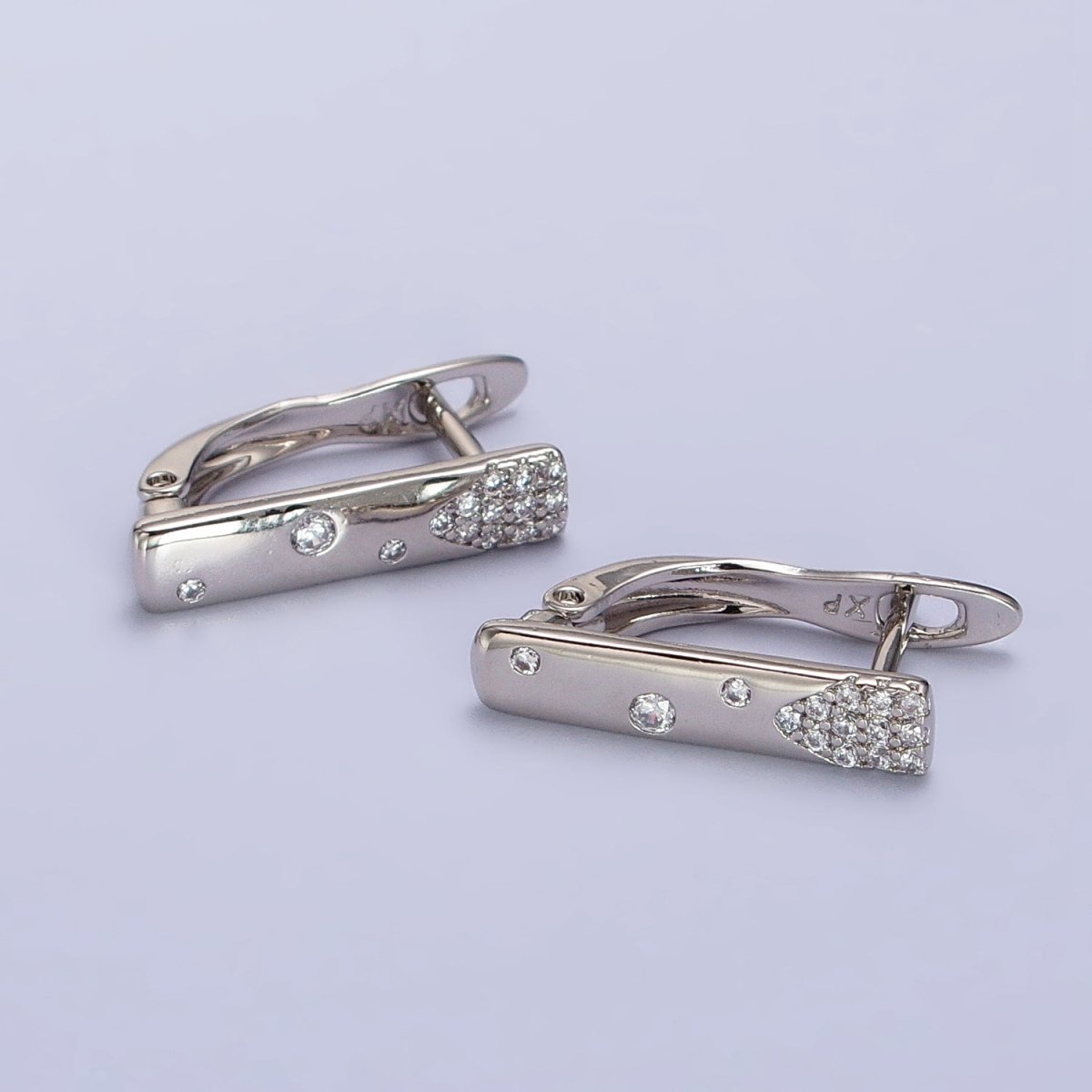 Silver Huggie Earring Clear Bubble CZ Stone for everyday earring AB1026