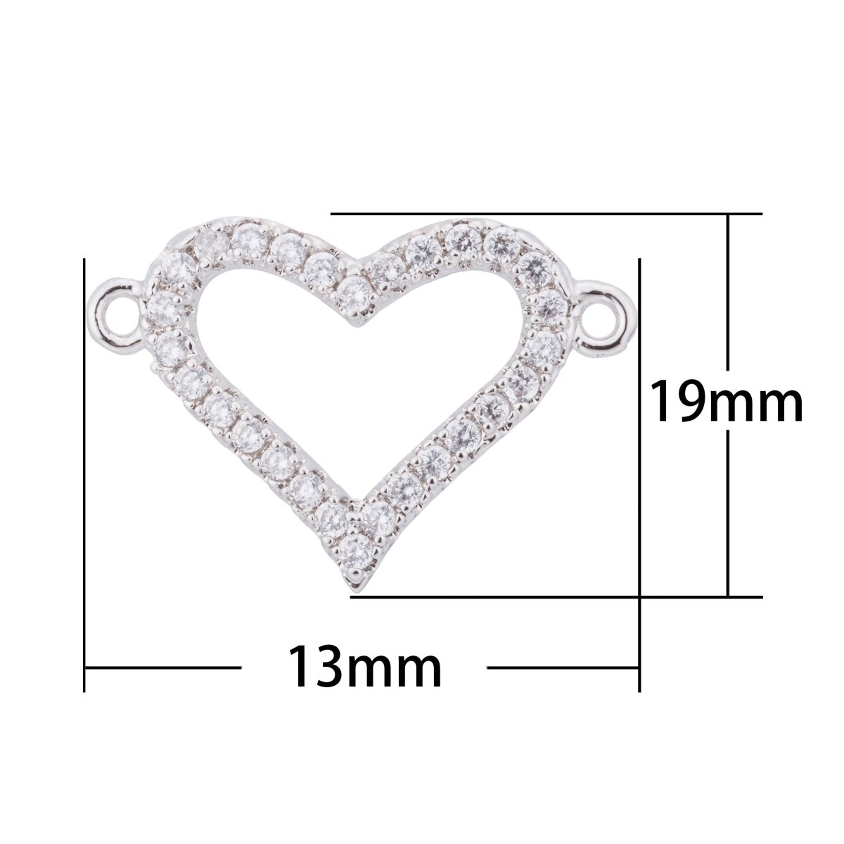 Silver I Love You Charm, Heart Charm, Love Charm Bracelet, DIY Cubic Zirconia Pave Bracelet Charm Bead Connector For Jewelry Making F-577