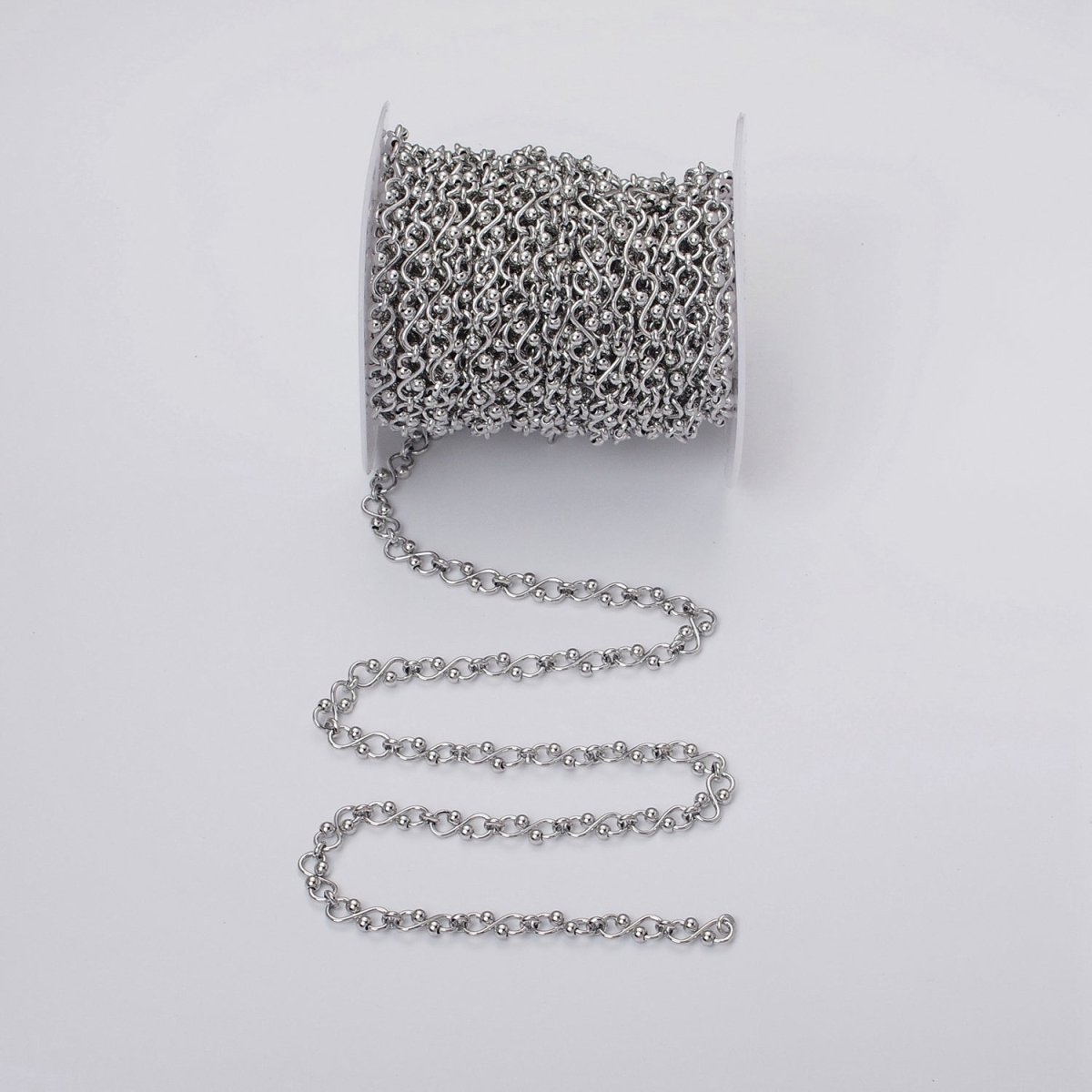 Silver Infinity Link Chain 5.3mm Unique Figure 8 Design Unfinished Chain for Jewelry Making Supply | ROLL-1197 Clearance Pricing