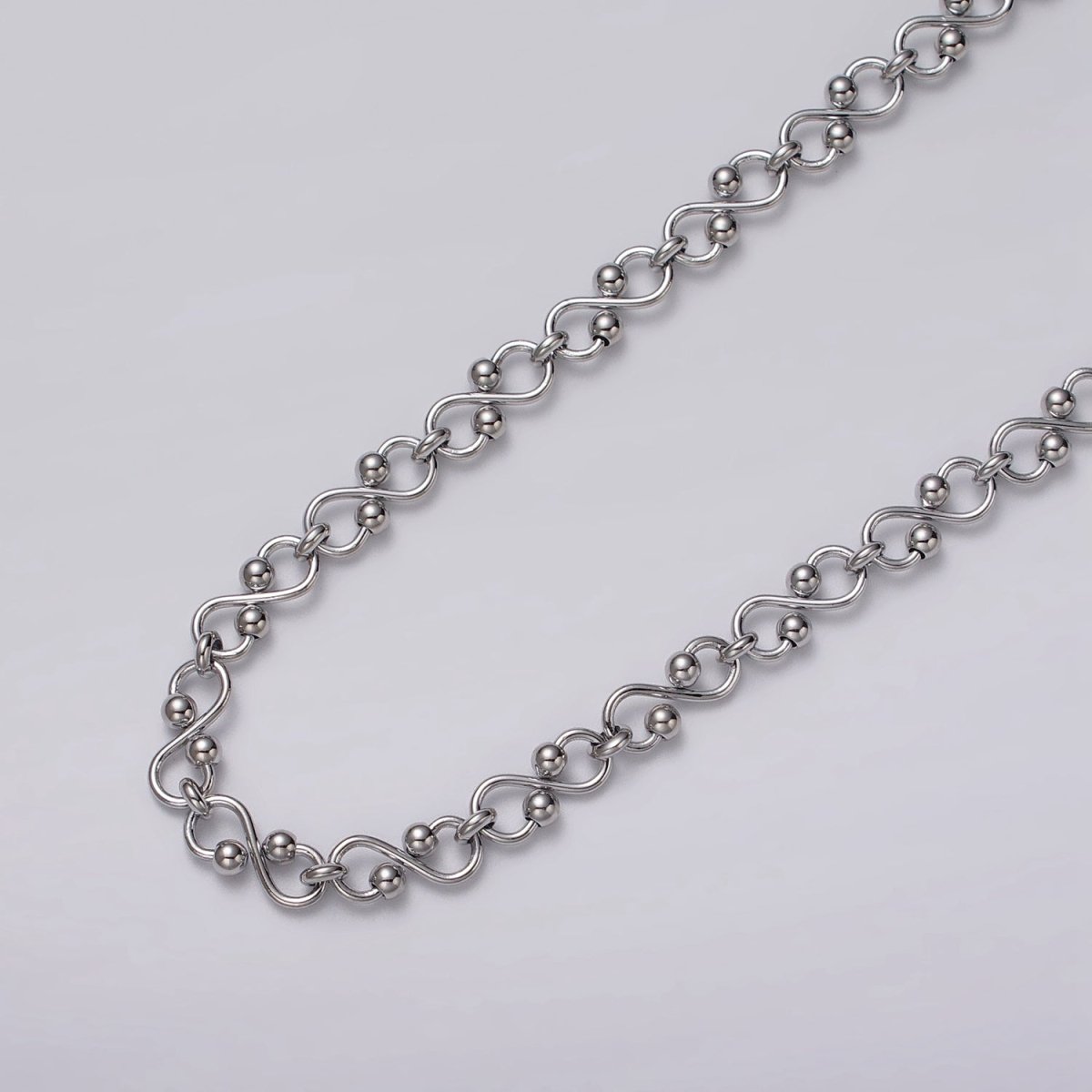 Silver Infinity Link Chain 5.3mm Unique Figure 8 Design Unfinished Chain for Jewelry Making Supply | ROLL-1197 Clearance Pricing