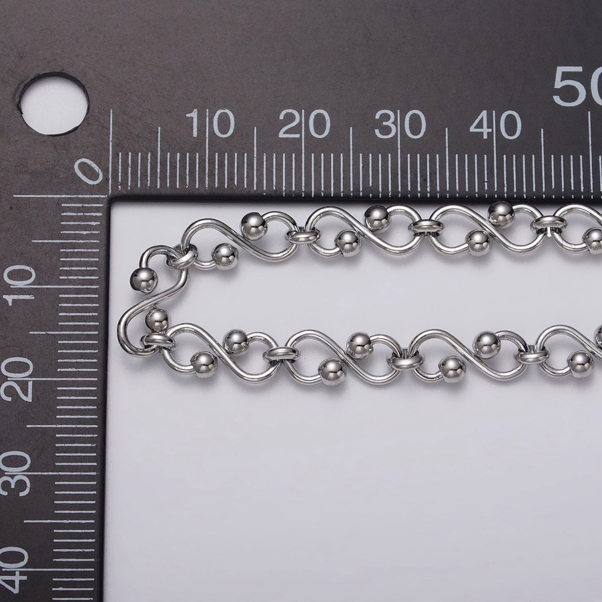 Silver Infinity Link Chain 5.3mm Unique Figure 8 Design Unfinished Chain for Jewelry Making Supply | ROLL-1197 Clearance Pricing