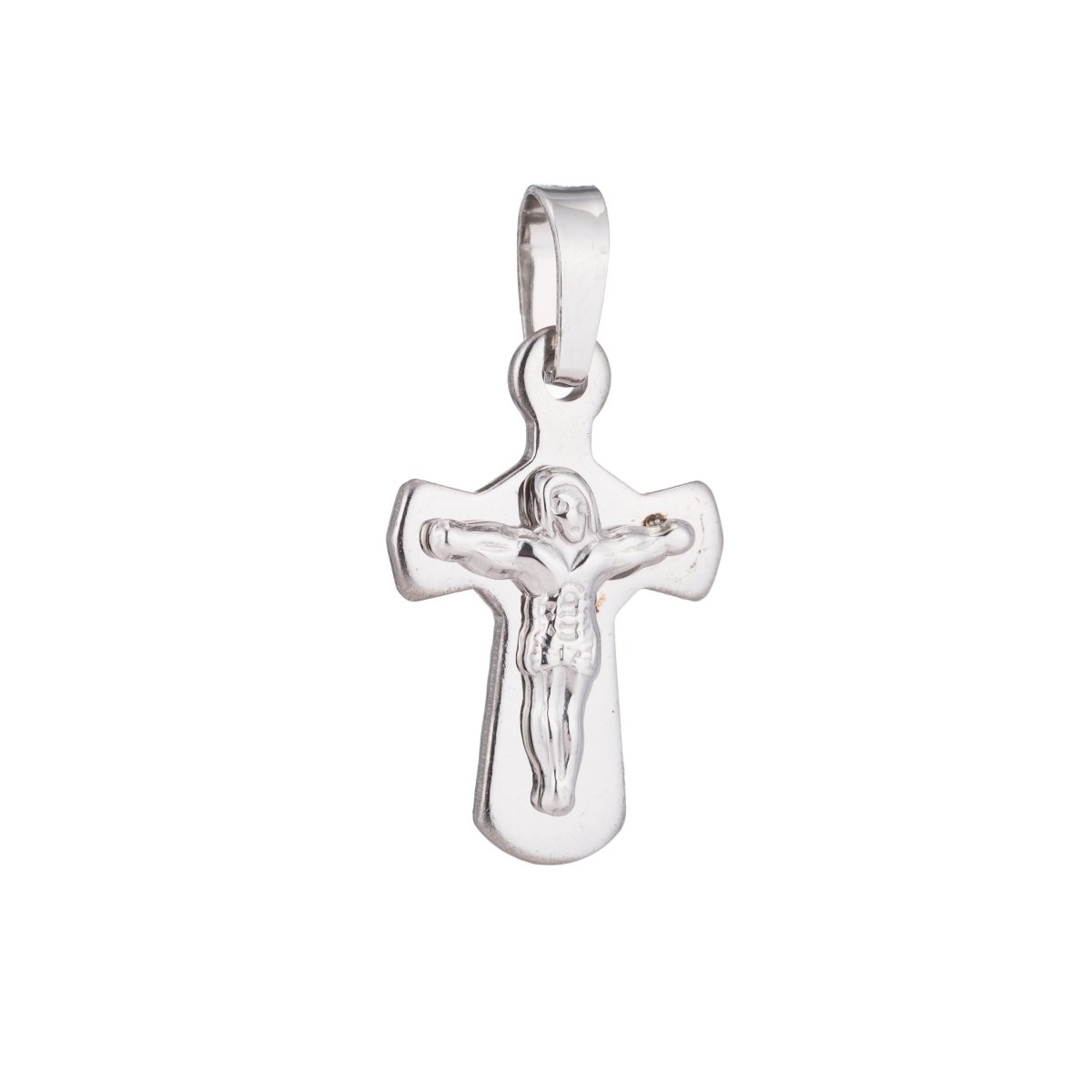 Silver Jesus on the Cross, Holy Divine Heaven Church Family Spiritual Girl Necklace Pendant Charm Bead Bails Findings for Jewelry Making J-453