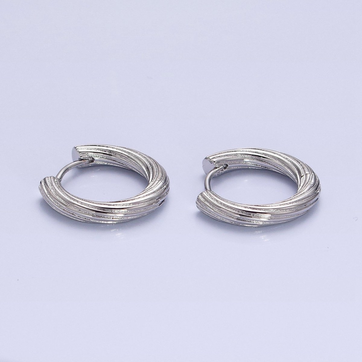Silver Line-Textured Twisted 17mm Endless Hoop Earrings | AB820